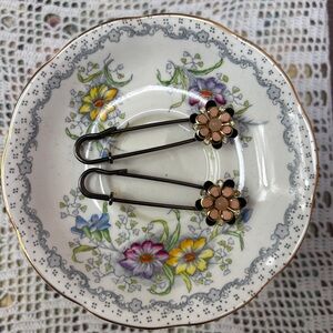 Refashioned Vintage Floral Rhinestone Kilt Pins (Set of 2)